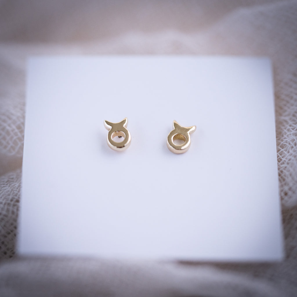 Taurus Earrings - 14K Yellow Gold